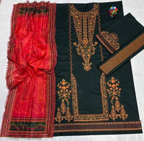 Premium 3 Piece Embroidered Lawn Suit - Unstitched