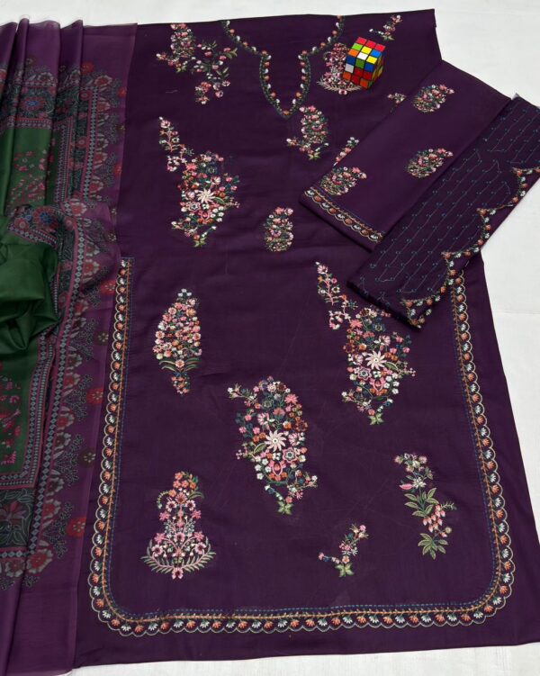 Premium 3 Piece Embroidered Lawn Suit - Unstitched