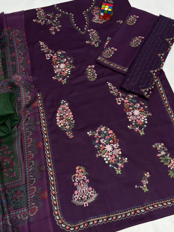 Premium 3 Piece Embroidered Lawn Suit - Unstitched