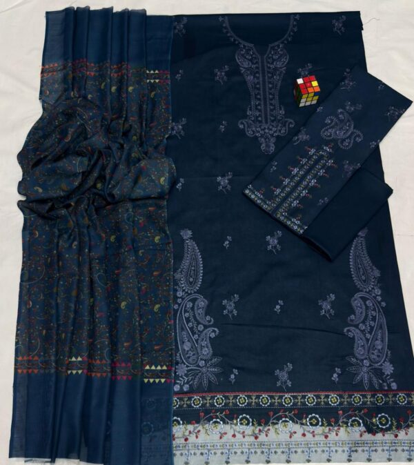 Premium 3 Piece Embroidered Lawn Suit - Unstitched