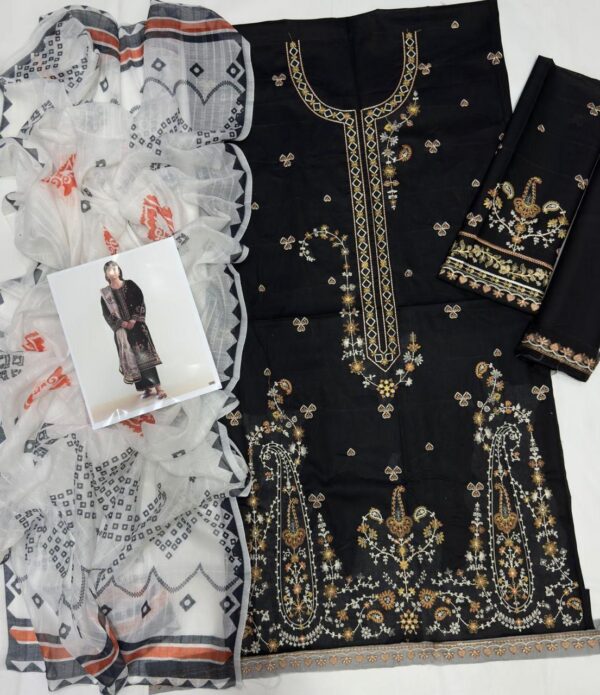 Premium 3 Piece Embroidered Lawn Suit - Unstitched