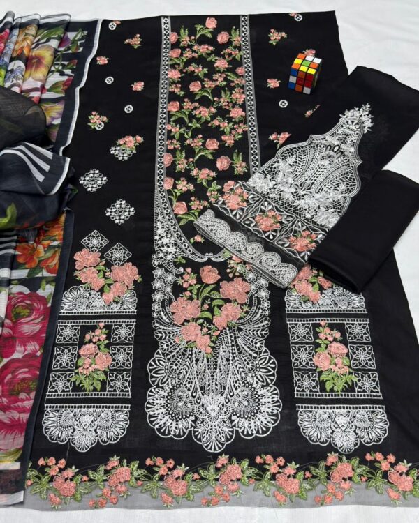 Premium 3 Piece Embroidered Lawn Suit - Unstitched