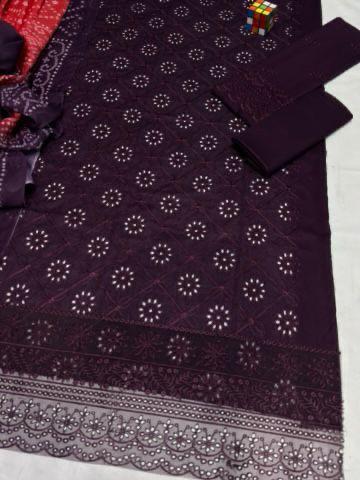 Premium 3 Piece Embroidered Lawn Suit - Unstitched