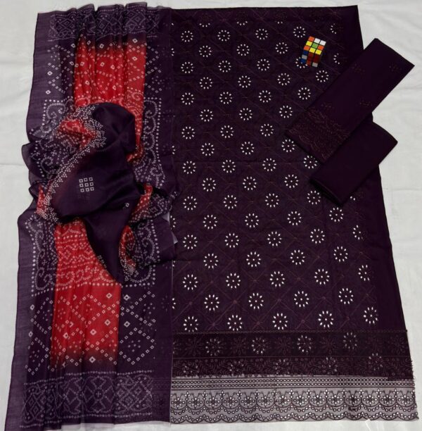 Premium 3 Piece Embroidered Lawn Suit - Unstitched
