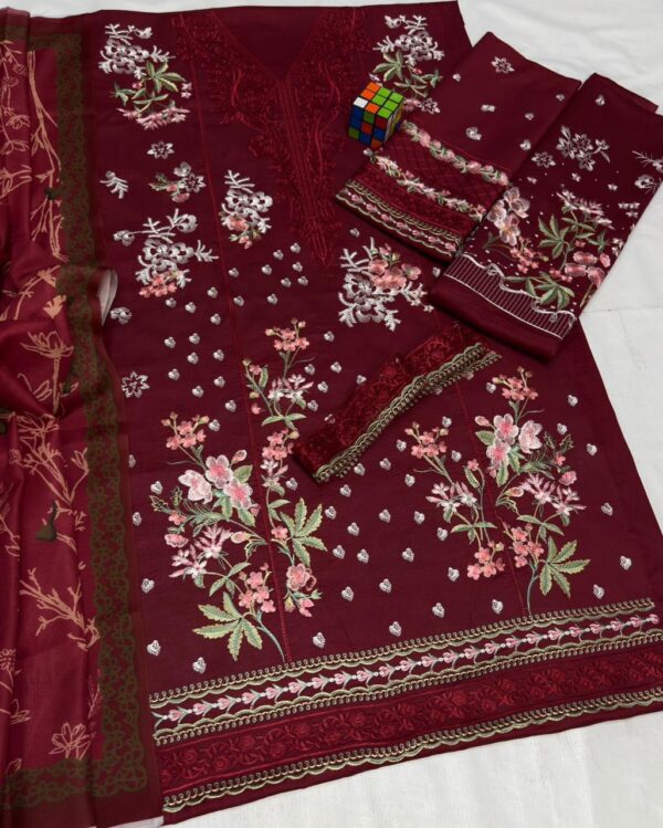 Premium 3 Piece Embroidered Lawn Suit - Unstitched