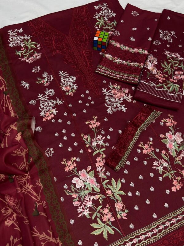 Premium 3 Piece Embroidered Lawn Suit - Unstitched