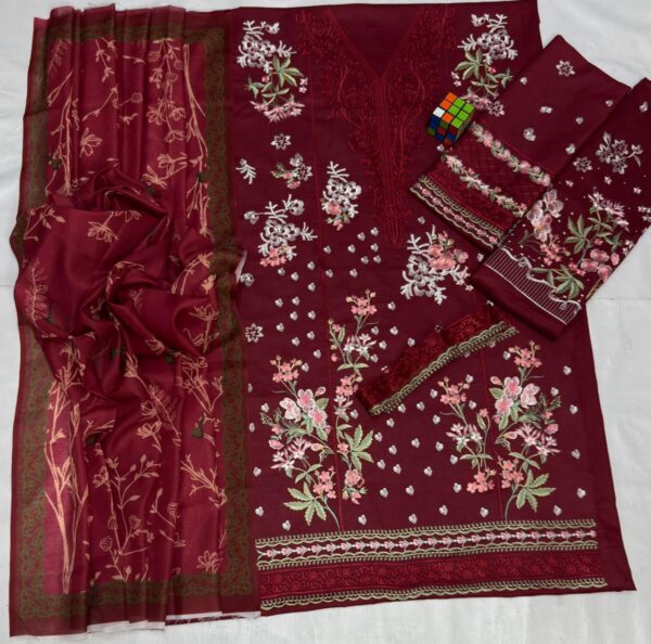 Premium 3 Piece Embroidered Lawn Suit - Unstitched