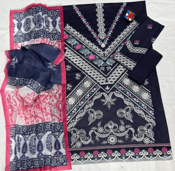 Premium 3 Piece Embroidered Lawn Suit - Unstitched