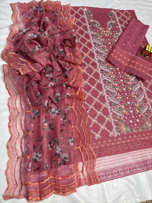 Premium 3 Piece Embroidered Lawn Suit - Unstitched