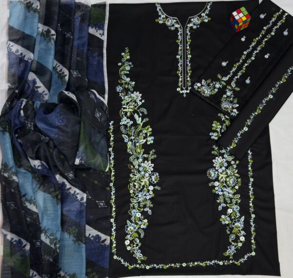 Premium 3 Piece Embroidered Lawn Suit - Unstitched