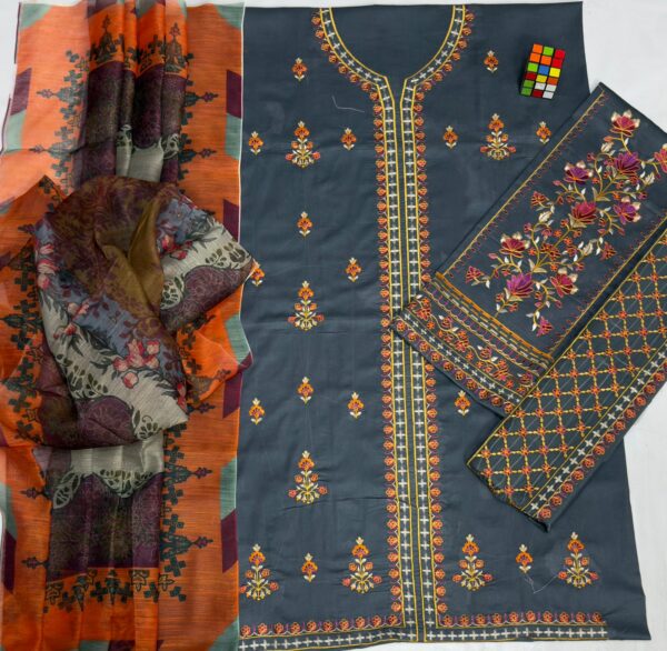 Premium 3 Piece Embroidered Lawn Suit - Unstitched