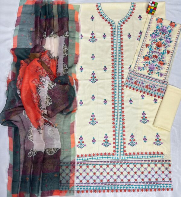 Premium 3 Piece Embroidered Lawn Suit - Unstitched