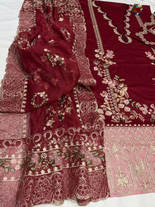 Premium 3 Piece Embroidered Lawn Suit - Unstitched