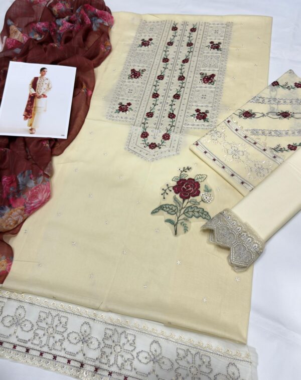 Premium 3 Piece Embroidered Lawn Suit - Unstitched