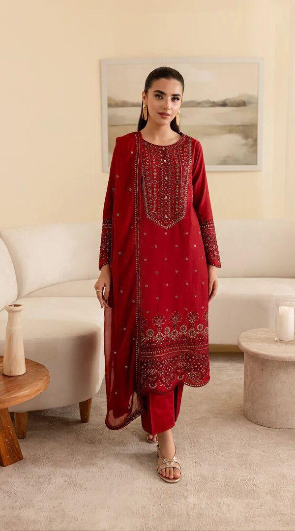 Premium 3 Piece Embroidered Lawn Suit - Unstitched