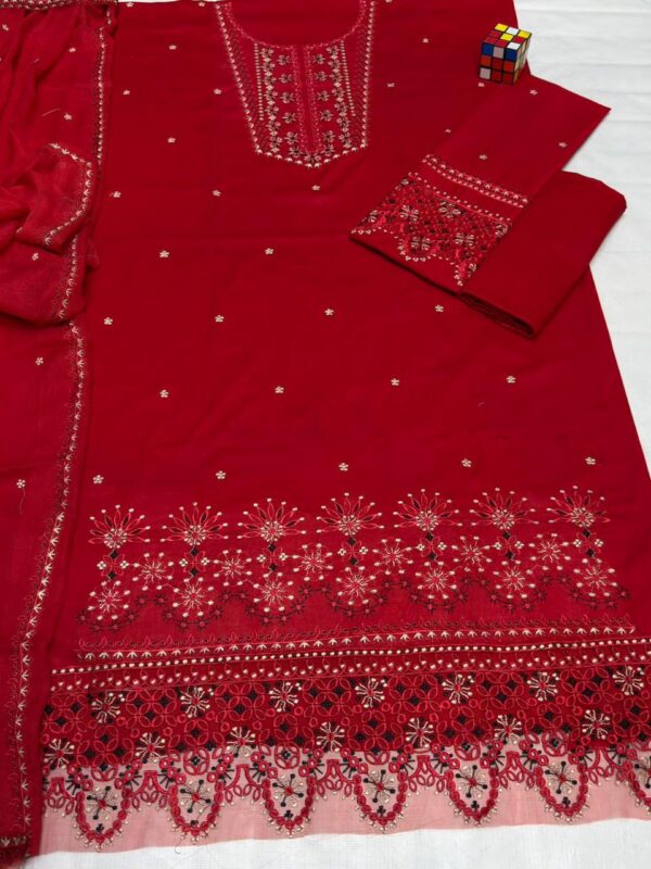 Premium 3 Piece Embroidered Lawn Suit - Unstitched