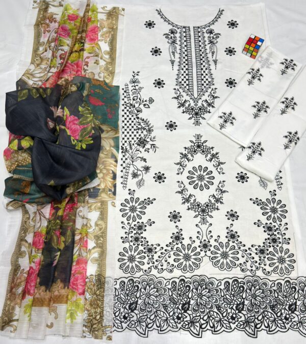 Premium 3 Piece Embroidered Lawn Suit - Unstitched