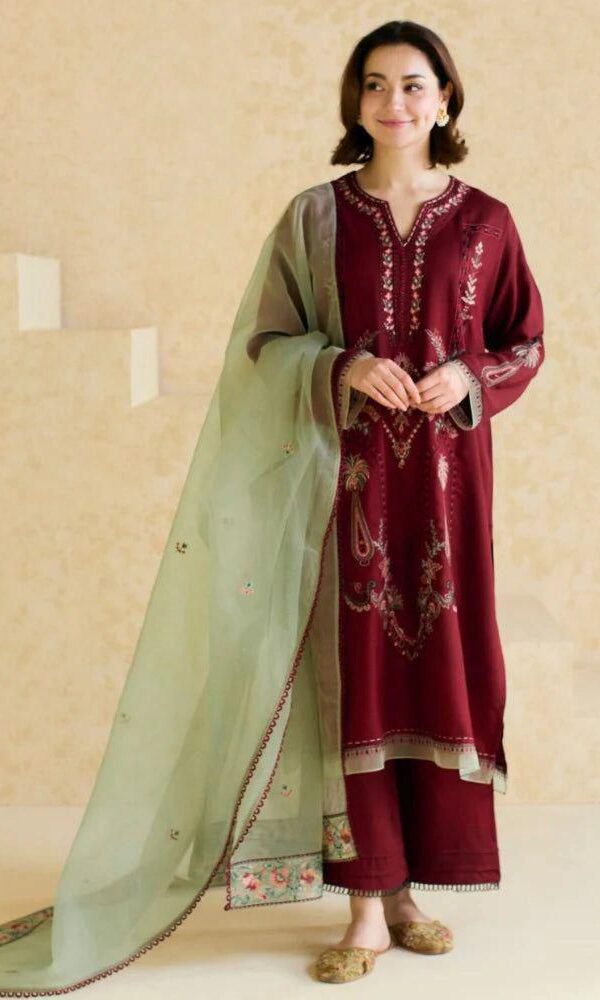 Premium 3 Piece Embroidered Lawn Suit - Unstitched