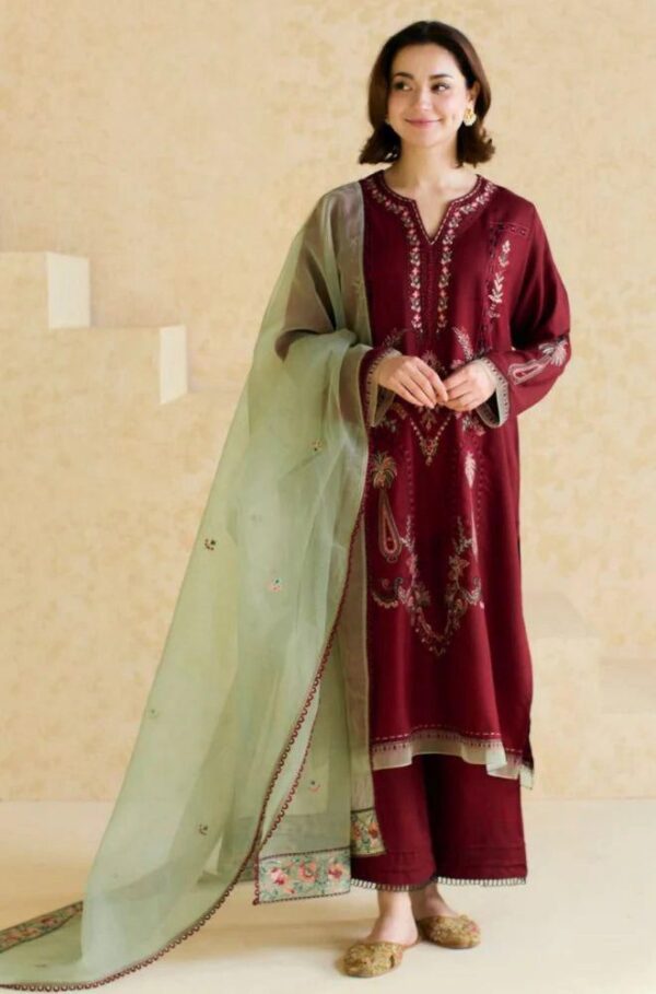 Premium 3 Piece Embroidered Lawn Suit - Unstitched