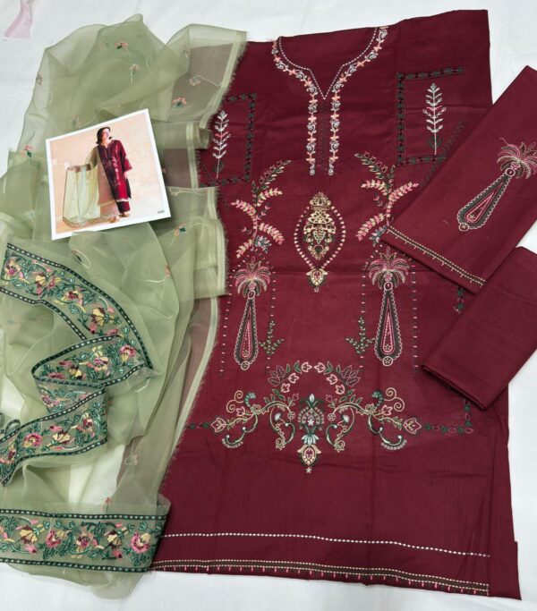 Premium 3 Piece Embroidered Lawn Suit - Unstitched