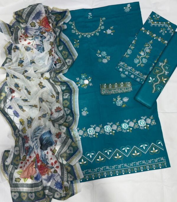 Premium 3 Piece Embroidered Lawn Suit - Unstitched