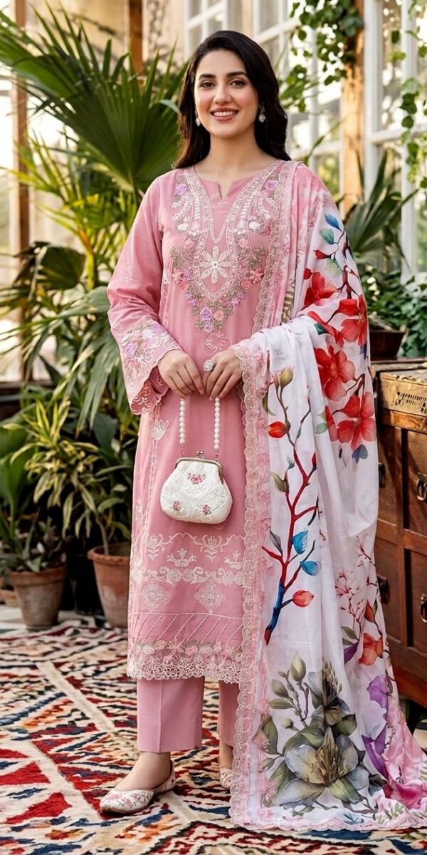 Premium 3 Piece Embroidered Lawn Suit - Unstitched