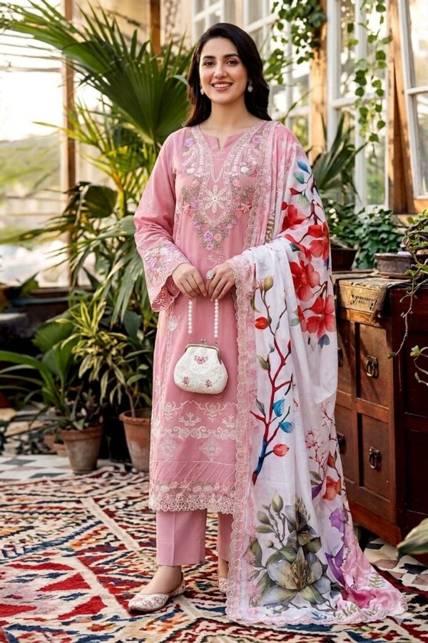 Premium 3 Piece Embroidered Lawn Suit - Unstitched