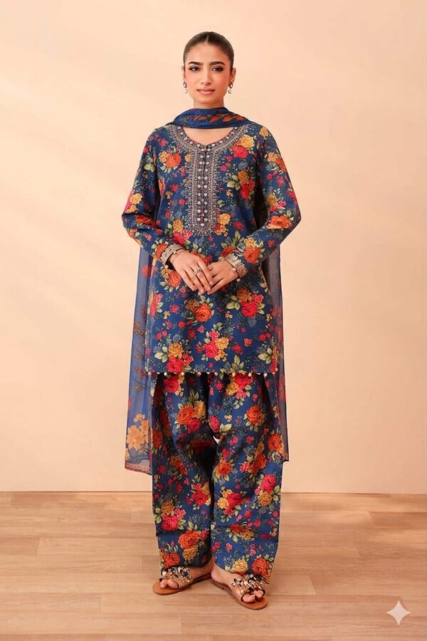 Premium 3 Piece Embroidered Lawn Suit - Unstitched