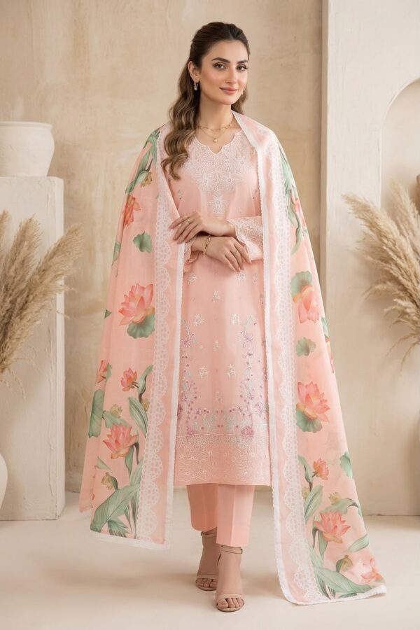 Premium 3 Piece Embroidered Lawn Suit - Unstitched