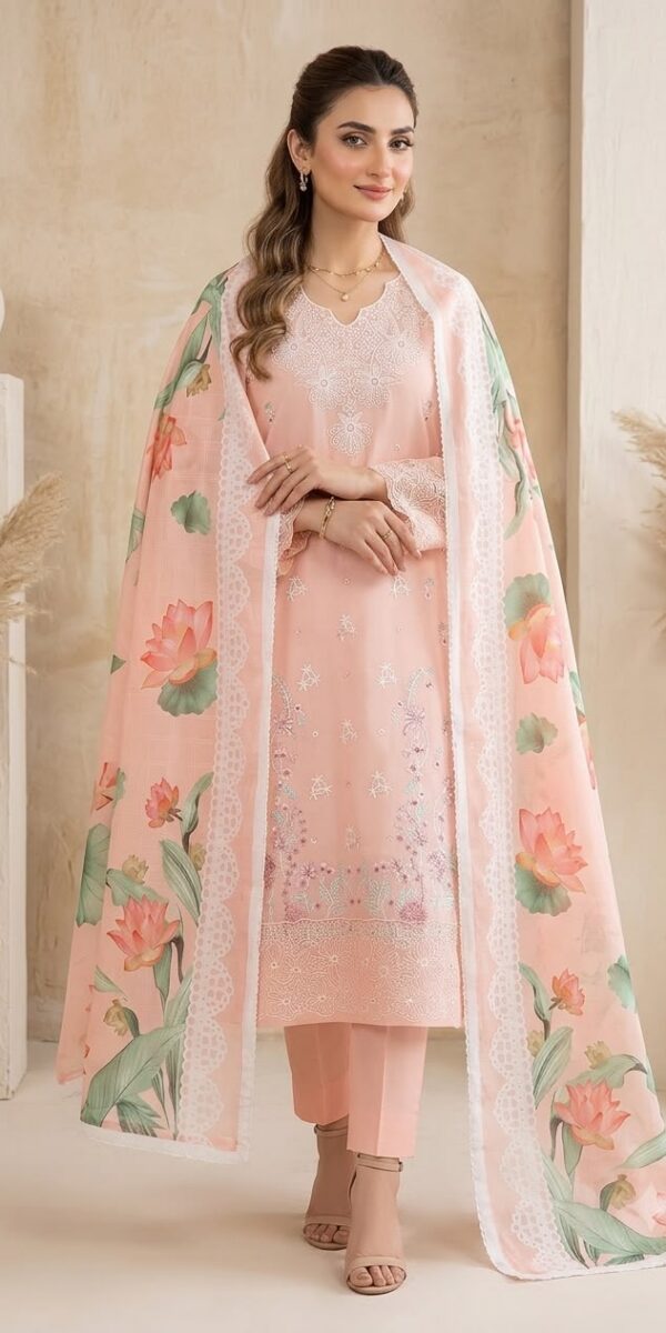Premium 3 Piece Embroidered Lawn Suit - Unstitched