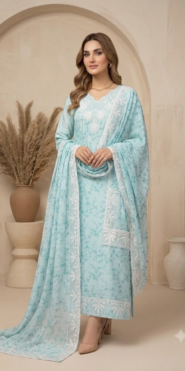 Premium 3 Piece Embroidered Lawn Suit - Unstitched