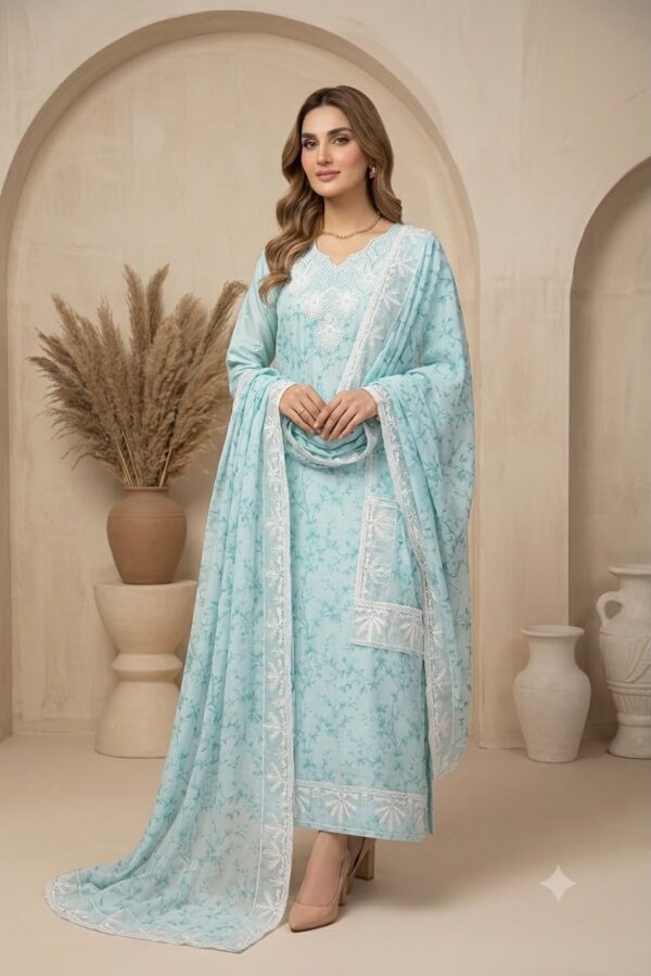 Premium 3 Piece Embroidered Lawn Suit - Unstitched