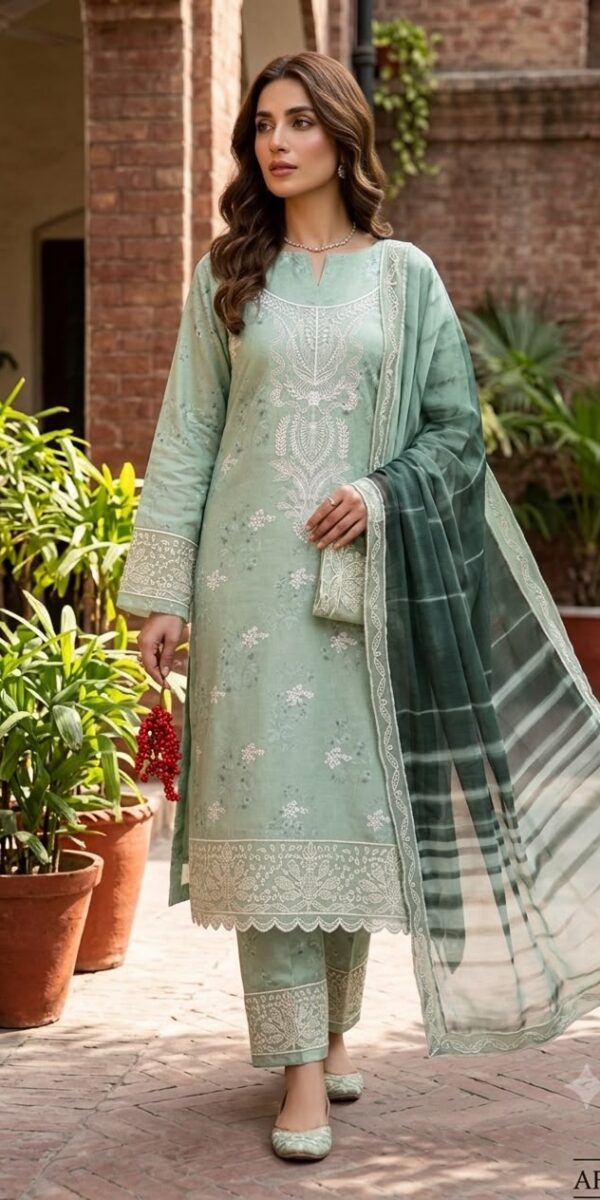 Premium 3 Piece Embroidered Lawn Suit - Unstitched
