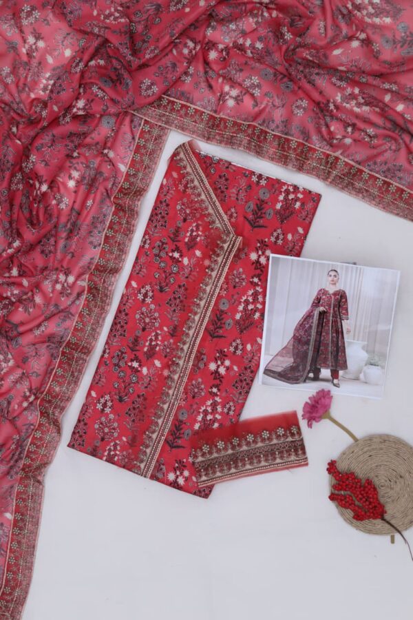 Premium 3 Piece Embroidered Lawn Suit - Unstitched
