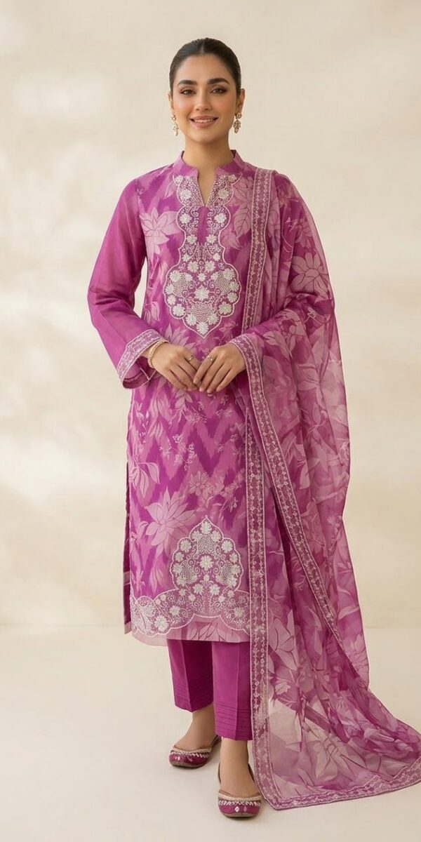 Premium 3 Piece Embroidered Lawn Suit - Unstitched