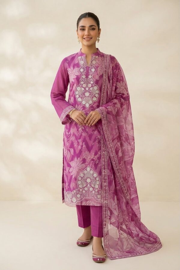 Premium 3 Piece Embroidered Lawn Suit - Unstitched