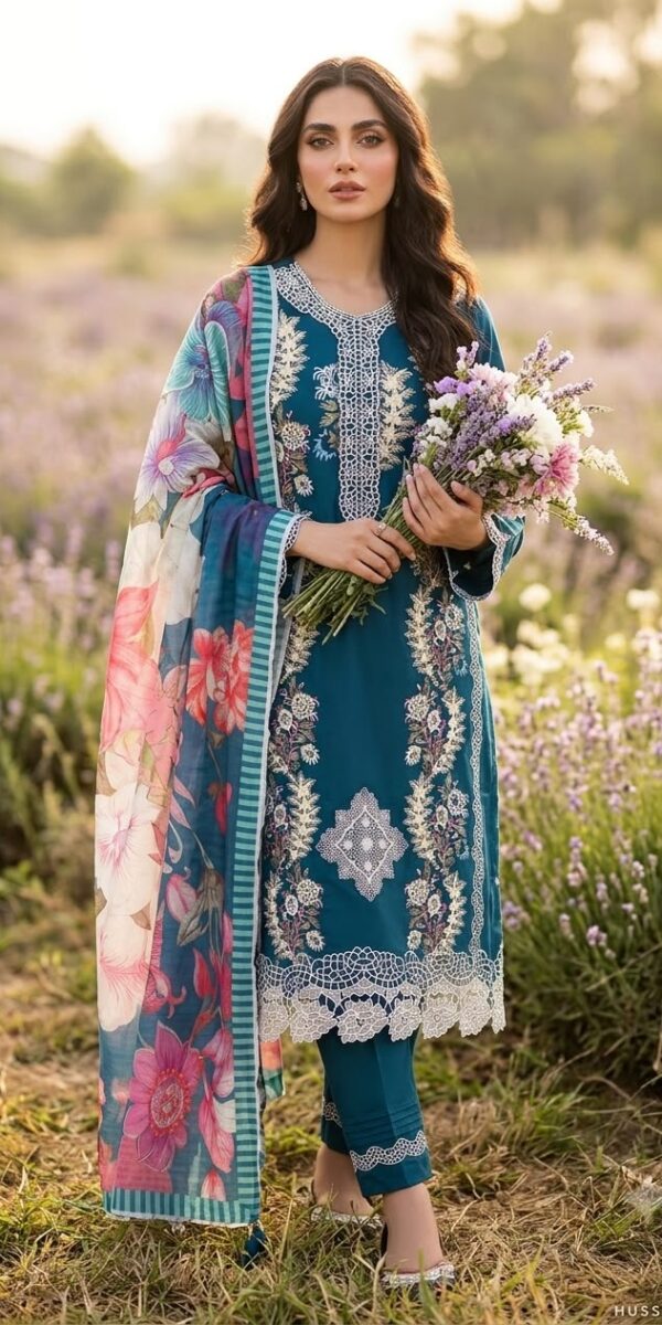 Premium 3 Piece Embroidered Lawn Suit - Unstitched
