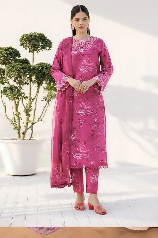 Premium 3 Piece Embroidered Lawn Suit - Unstitched