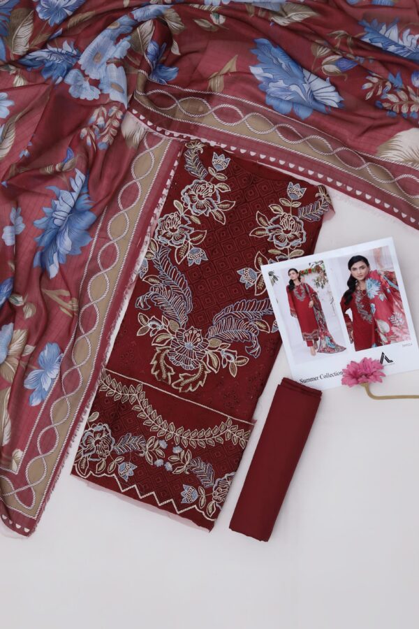 Premium 3 Piece Embroidered Lawn Suit - Unstitched