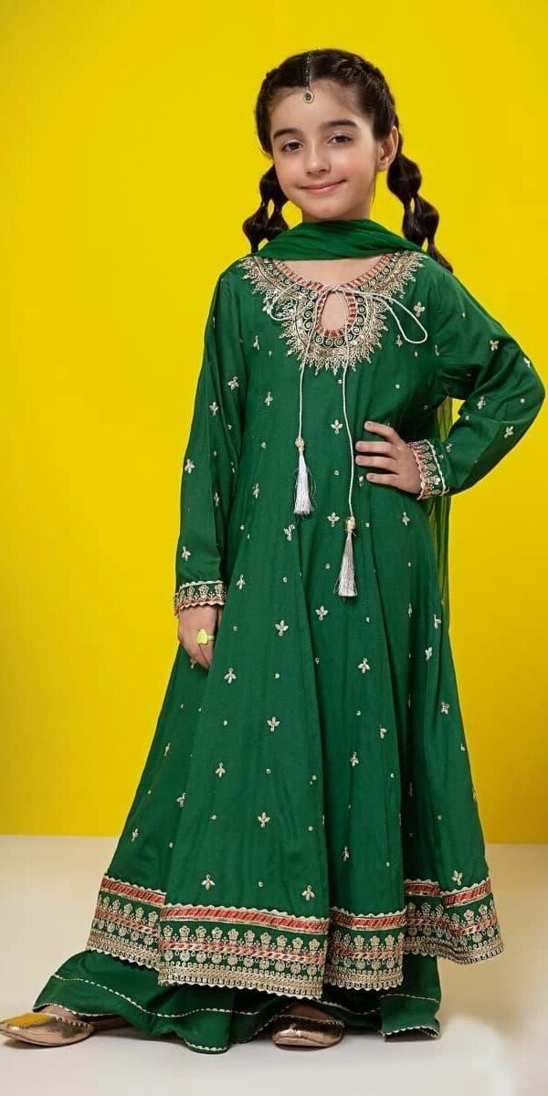 3 Piece Embroidered Suit Green
