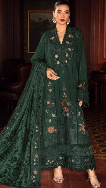 Premium 3 Piece Embroidered Lawn Suit - Unstitched 1257