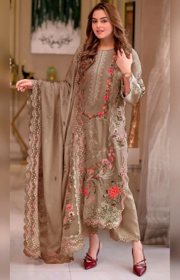 3 Piece Unstitched Embroidered Lawn Suit 1459