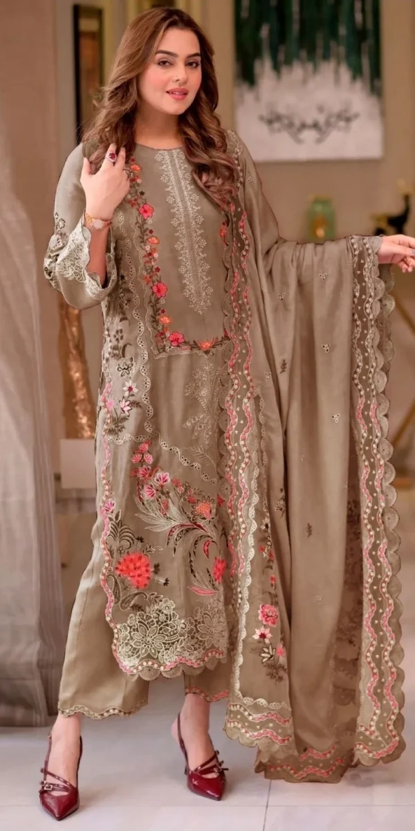 3 Piece Unstitched Embroidered Lawn Suit 1459