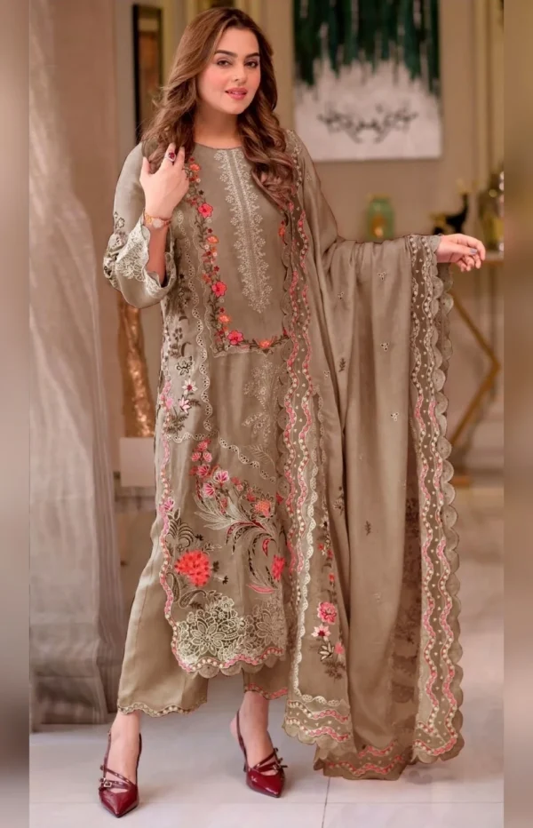 3 Piece Unstitched Embroidered Lawn Suit 1459