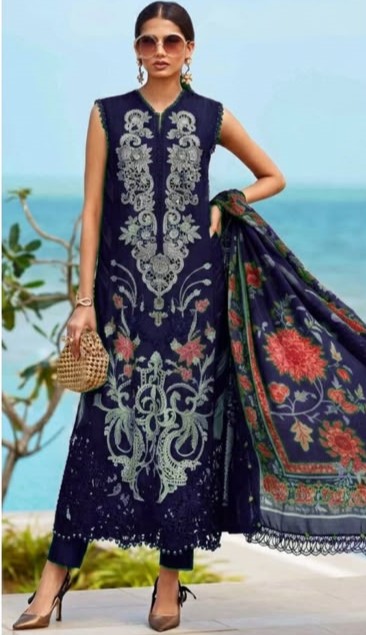 3 Piece Unstitched Embroidered Lawn Suit BR-1220H