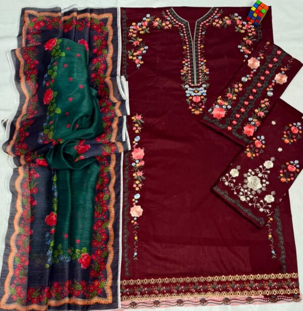 Premium 3 Piece Embroidered Lawn Suit - Unstitched