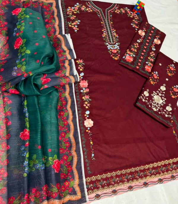 Premium 3 Piece Embroidered Lawn Suit - Unstitched