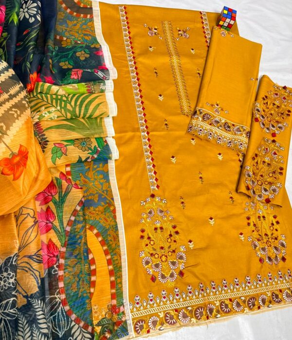 Premium 3 Piece Embroidered Lawn Suit - Unstitched