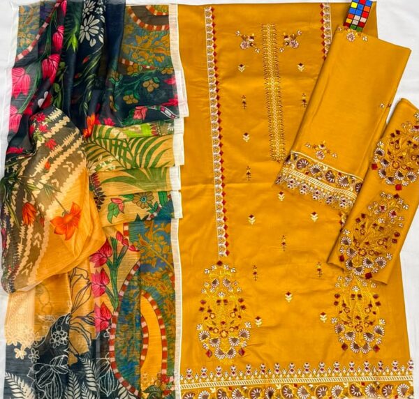 Premium 3 Piece Embroidered Lawn Suit - Unstitched