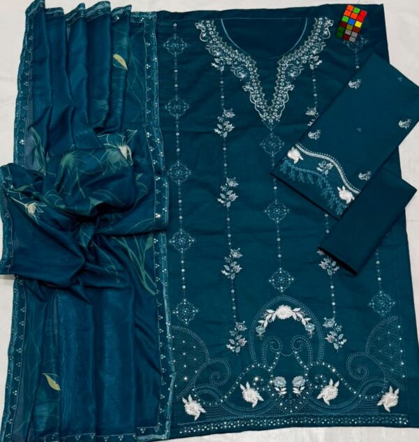 Premium 3 Piece Embroidered Lawn Suit - Unstitched